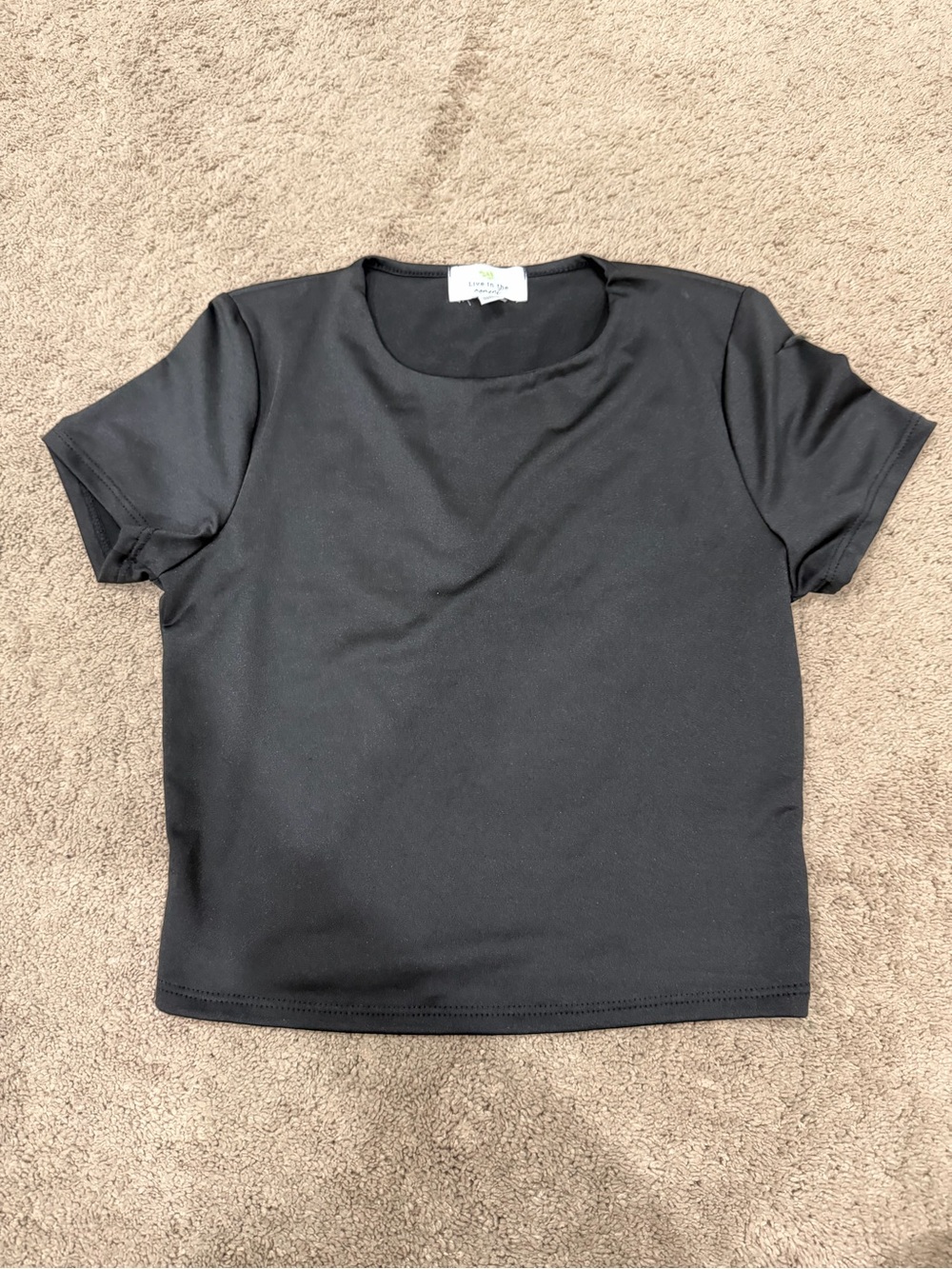 Live in the Moment Black Basic Top - Crop Tee, Size Small